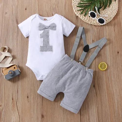 Miniatura 4 de vivifayee Conjunto de pantalones y tirantes para bebé niño de un primer cumpleaños