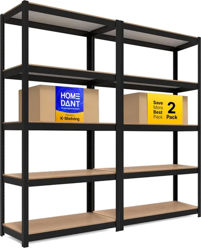 Miniatura 20 de HOMEDANT House - Estantería de metal resistente ajustable de 24.4 pulgadas de ancho y 5 niveles para garaje, estantes de almacenamiento de pie, Negro