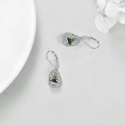 Miniatura 93 de Aretes colgantes con forma de lágrima de filigrana de piedra lunar de plata de ley 925 con cierre de palanca para mujer, regalos de joyería