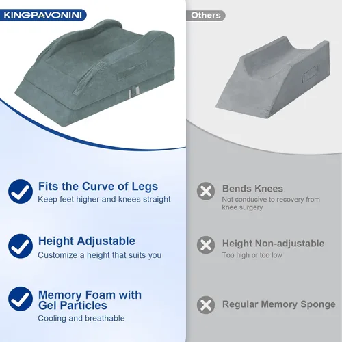 Miniatura 6 de KingPavonini Adjustable Leg Elevation Pillows for After Surgery, Ergonomic Curve Keeps Knee Straight, Memory Foam Leg Pillow Elevation for Blood
