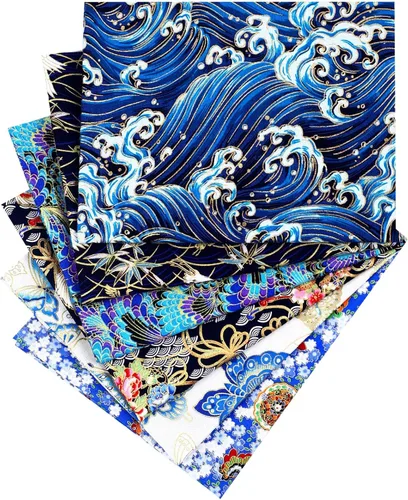Buryeah - Tela de estilo japonés de 19.7 x 15.7 pulgadas, cuadrados de tela de algodón, paquete de tela de retazos, para costura de retazos (estilo