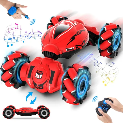 Miniatura 12 de Fosgoit Coche RC con Sensor Gestual, RC de Acrobacias con Sensor Gestual de 2.4GHz 4WD para Niños de 6-12 Años, Control Remoto Manual Drift Twist