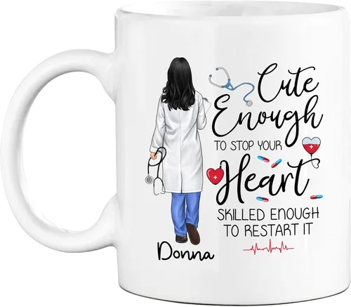 Miniatura 15 de Taza de café con nombre personalizado para médicos, taza de café personalizada para médicos, regalo para hombres, hombres, doctores, estetoscopio