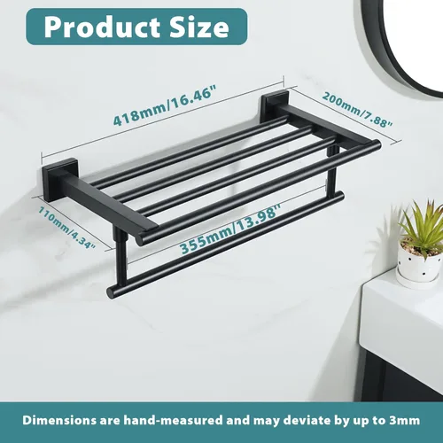 Miniatura 2 de Alise - Toallero de 16 pulgadas para baño, toallero de pared con barras de torre, estante de baño de acero inoxidable SUS 304, soporte de toalla