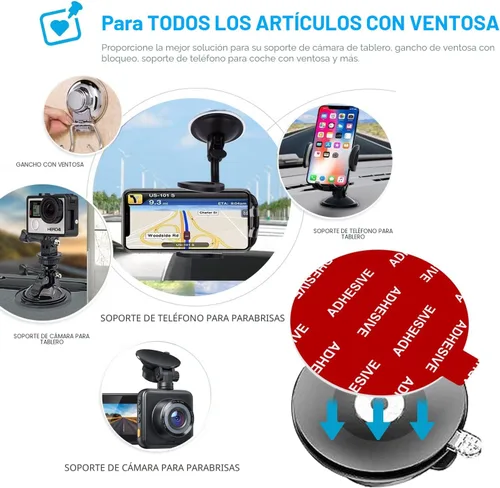 Miniatura 6 de AZXYI Adhesivo adhesivo muy alto, paquete de 6 unidades de almohadillas de montaje de disco de repuesto, calcomanías de doble cara para ventosa