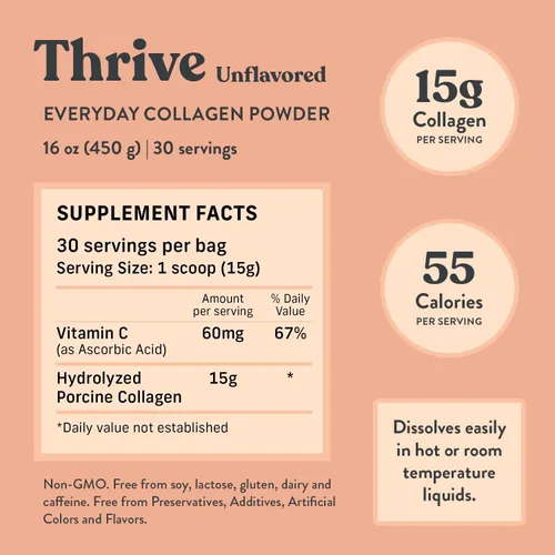 Miniatura 2 de Protiva Thrive - Polvo de colágeno sin sabor para mujeres, 16 onzas (15.87 oz), péptidos de colágeno seguros y eficaces y suplementos de colágeno
