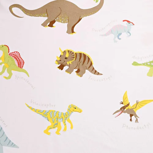 Miniatura 4 de Sábana bajera con bolsillo profundo, sábanas de cama de tela suave con estampado de dinosaurios lindos para niños y niñas, tamaño Full Blanco