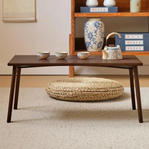 Miniatura 2 de Mesa auxiliar plegable de bambú, escritorio bajo japonés, muebles portátiles sin montaje, para comedor, trabajo, estudiar, relajarse, castaño, 26 x