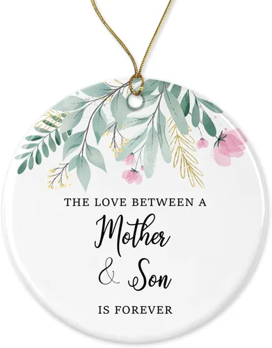 El amor entre una madre y el hijo es para siempre, adorno para madre, adorno de hijo, adorno de Feliz Navidad, adorno de árbol impreso en ambos lados