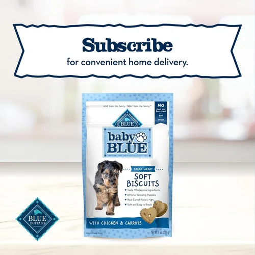 Miniatura 10 de Blue Buffalo Baby Blue Galletas Blandas con DHA, Golosinas Naturales para Cachorros, Ideales para Entrenamiento, con Pollo y Zanahorias, Bolsa de 8