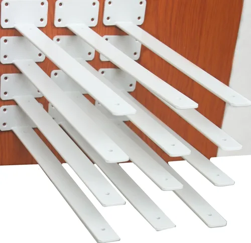 Miniatura 86 de Paquete de 2 - Soportes de estante en L ocultos negros de 4 pulgadas (1/5 pulgada de grosor) Soportes de estante flotante de hierro Soportes