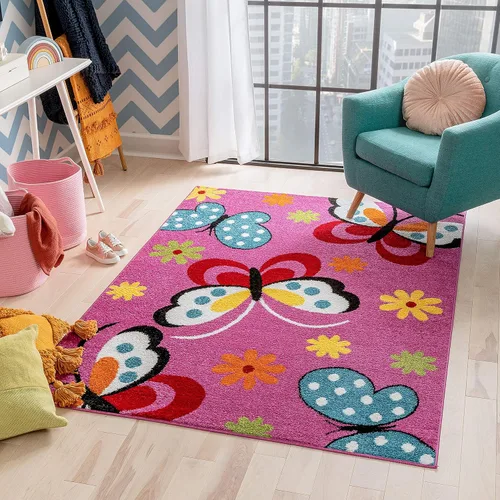 Miniatura 14 de Felpudo pequeño de Well Woven para habitación infantil, cocina. Suave y duradero de estilo moderno, diseño Daisy Flowers, con detalles en azul.
