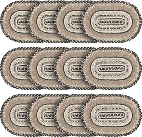 Miniatura 13 de VHC Brands Sawyer Mill, Dining Table Placemat, Braided Jute, Oval, Charcoal Creme, 10x15, 8 Pack 8 Pack