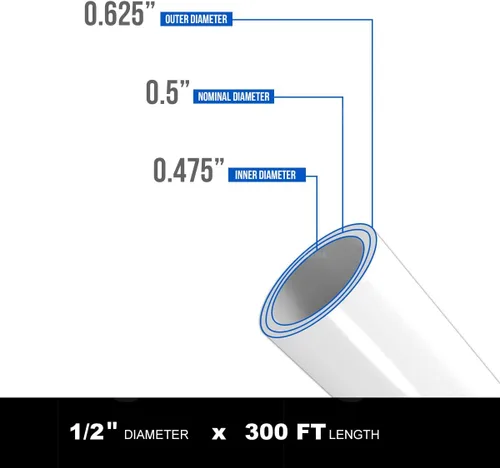 Miniatura 3 de Supply Giant PEX-B - Tubo blanco de 1/2 pulgada x 300 pies para fontanería, línea de agua potable para mejoras del hogar, uso en interiores