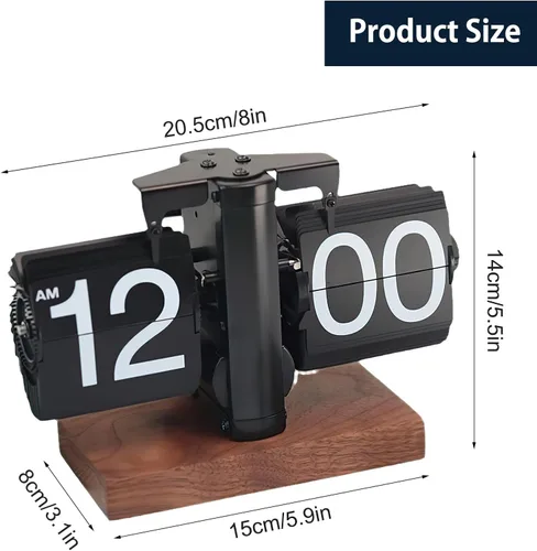 Miniatura 2 de Reloj de escritorio abatible, reloj digital retro de mesa abatible, decoración moderna de mediados de siglo, funciona con pilas, funciona