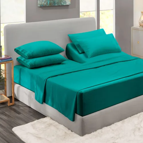 Miniatura 65 de Clara Clark - Juego de sábanas King con Flex Top, 6 piezas - Sábanas de lujo para cama King con cabeza dividida, juego de cama súper suave, King
