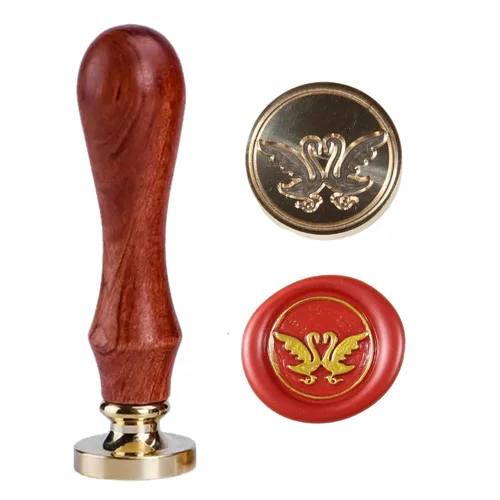 Miniatura 22 de Sello de cera de trébol de cuatro hojas, sello de trébol de la suerte con mango de palisandro 1'' 2.5cm, sello distintivo de cera de sellado, un
