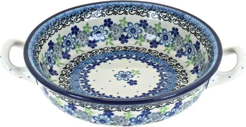 Miniatura 3 de Blue Rose Polish Pottery - Mini cazuela Bluebird con asas, 6.75 pulgadas de diámetro, utensilios para hornear únicos, aptos para lavavajillas