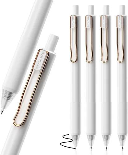 Miniatura 9 de Bolígrafos de gel - Tinta negra 4 piezas 0.5 mm de punta fina, pluma de escritura suave, suministros para oficina, escuela y diario (negro)