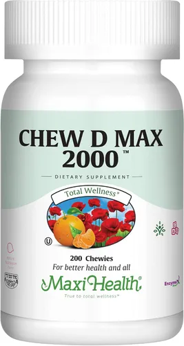 Miniatura 9 de Maxi Health Suplemento masticable de vitamina D3 de 2000 UI – Delicioso sabor natural de goma de mascar – Apoya la absorción de calcio, la salud