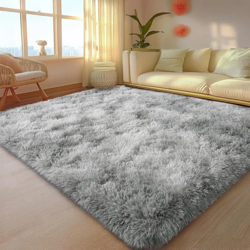 Miniatura 107 de Mugorn - Alfombra de 8 x 10 pies, alfombras grandes, esponjosas, suaves, peludas, antideslizantes, mullidas para interiores, color negro, 8 x 10 pies