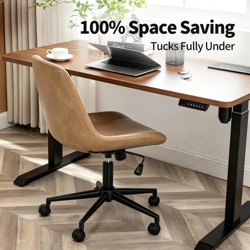 Miniatura 7 de DUHOME Silla de oficina moderna de cuero PU Silla de escritorio Silla giratoria para computadora Camel