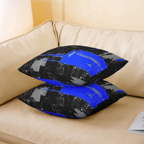 Miniatura 3 de Juego de 2 fundas de almohada abstractas de 16 x 16 pulgadas para niños, niñas, adolescentes, decoración de dormitorio, moderna a rayas, decoración