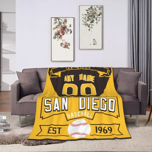 Miniatura 17 de Manta personalizada para fanáticos de la cama, regalo de béisbol, ciudad, invierno, verano, manta de forro polar con nombre y número personalizados
