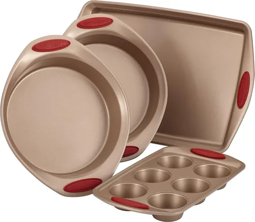 Miniatura 14 de Recipientes para horno Rachael Ray, set de 5 piezas antiadherentes, Azul agave Latte Brown con Puños Azul Agave
