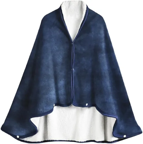 Miniatura 10 de ITODA Manta para llevar puesta, chal coral, poncho cálido, suave, para ver en frío, TV, sofá, silla, envoltura en casa, oficina, escuela, viajes