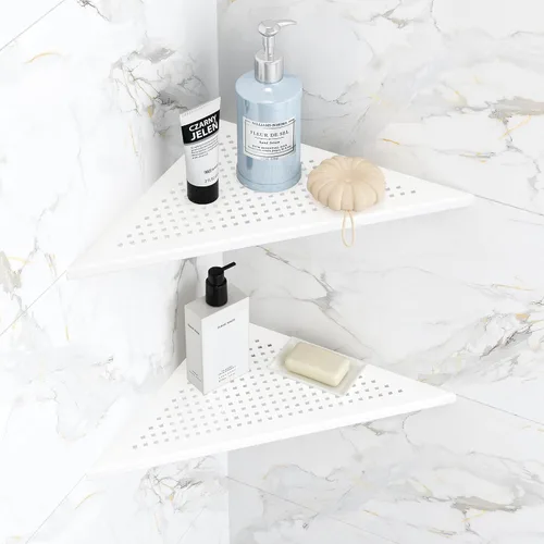 Miniatura 13 de Qeke Estante de Esquina para Baño, Estante de Ducha Empotrado de 10" Organizador, Estante de Acero Inoxidable SUS304 Montaje en Pared Triangular