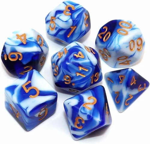 Miniatura 13 de Juego de dados DND de brillo azul y rojo para juegos de rol de Calabozos y Dragones, Warhammer, D&D, juegos de mesa, dados poliédricos Rojo mezclado