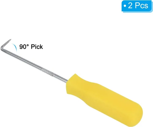 Miniatura 3 de PATIKIL Junta tórica de 90 grados 5.591 in, 2 juntas de sello de aceite, herramienta de extracción de destornilladores de precisión, color amarillo