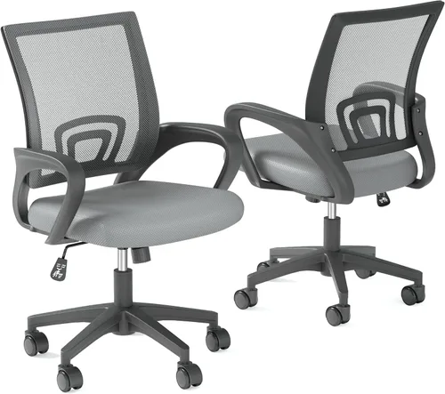 Miniatura 12 de OS MOTOR Silla de oficina en casa, silla de escritorio ergonómica de malla con respaldo medio con soporte lumbar, diseño giratorio ajustable, cómodo