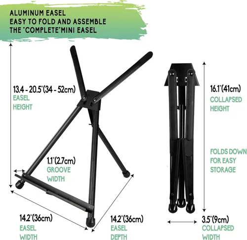 Miniatura 2 de Conda Caballete de mesa de aluminio, soporte de exhibición de trípode portátil, altura ajustable de 15 a 21 pulgadas con alas de brazo de extensión