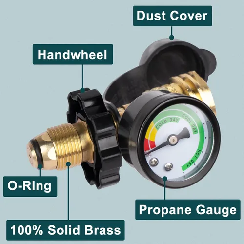 Miniatura 5 de GASPRO Medidor universal de tanque de propano, se adapta a cilindros de tanque de propano de 5 a 100 libras, adaptador de propano con conexión POL
