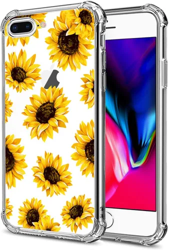 Miniatura 38 de Funda transparente de girasol compatible con iPhone SE 2022 SE 2020 7 8, funda trasera floral para niñas y mujeres, funda protectora transparente