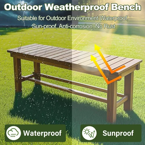 Miniatura 4 de Bancos de Jardín para Exteriores de 47.2'', Banco de Patio Resistente a la Intemperie, Asiento para Dos Personas, Banco sin Respaldo, Banco