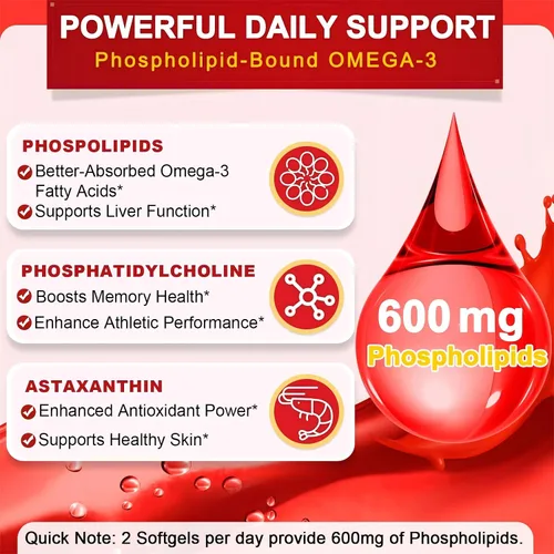 Miniatura 3 de Nature TARGET Aceite de krill de 1200 mg con omega-3 EPA y DHA con astaxantina, fosfolípidos y colina, apoya el corazón, el cerebro, la salud, sin