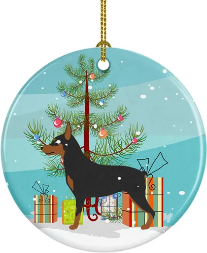 Miniatura 72 de Caroline's Treasures American Toy Fox Terrier - Adorno de cerámica de Navidad para colgar en el árbol de Navidad, decoración para el hogar, Navidad