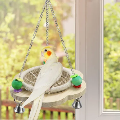 Miniatura 2 de Wontee Nido de pájaros, loro de cría de loros, columpio colgante de pájaros para periquitos, periquitos, conures, cacatúas, caique, loro senegal