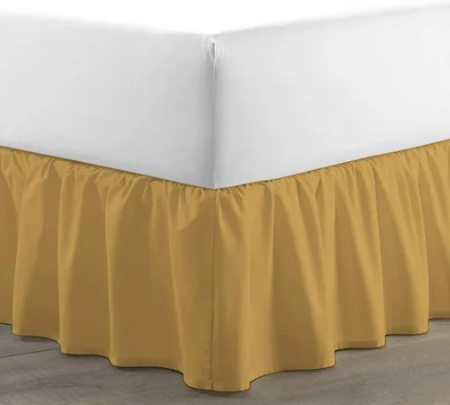 Miniatura 6 de Falda de cama con volantes (individual, color azul aguamarina) de 18 pulgadas de caída con volantes, con plataforma, 100% algodón de 800 hilos