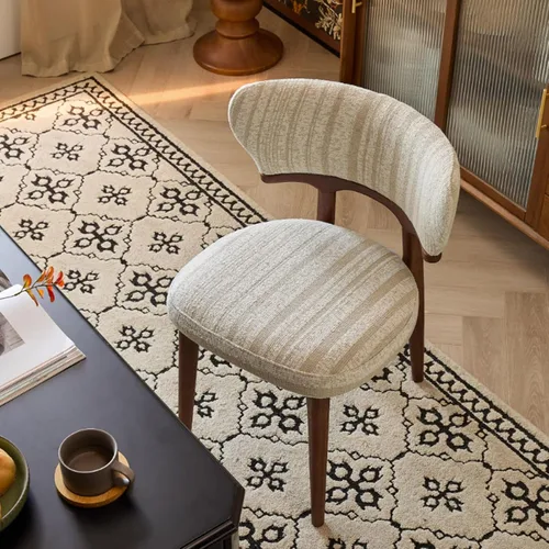 Miniatura 3 de Sillas de comedor retro, juego de sillas de comedor de madera, silla de cocina tapizada, silla de tocador de recepción, asiento sin brazos con Negro
