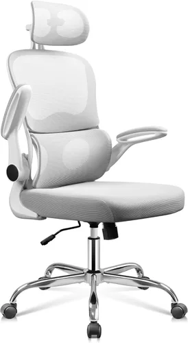Miniatura 10 de DEVAISE Silla de escritorio ergonómica de malla con reposapiés, cómoda silla de computadora reclinable grande y alta con soporte lumbar ajustable