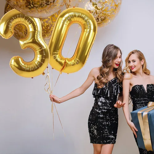Miniatura 9 de Globos grandes de 40 pulgadas de números del 0 al 9, globos numéricos para decoración de fiesta de cumpleaños, globos de helio de aluminio