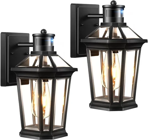 Miniatura 12 de VIANIS Luces exteriores grandes con sensor de movimiento negro, rango de detección ajustable, accesorios de iluminación exterior de aluminio