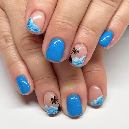 Miniatura 9 de Uñas postizas cuadradas cortas a presión, uñas postizas de color rosa, de cobertura completa, uñas postizas con purpurina plateada con diseños
