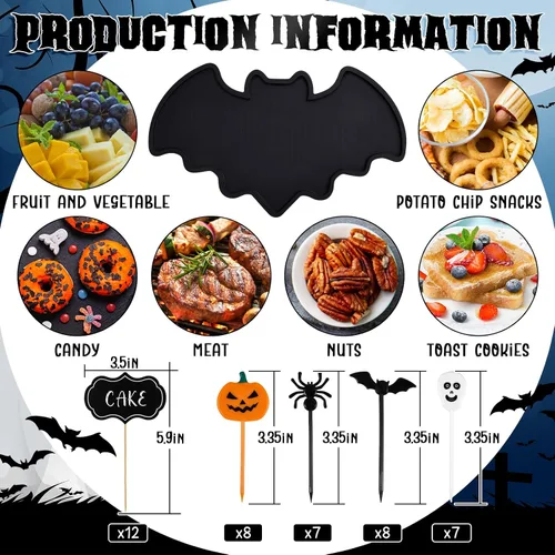 Miniatura 3 de Liliful Tablas de madera de calabaza de Halloween, tabla de queso de bambú, plato de charcutería y bandeja para servir para fiestas, bandeja