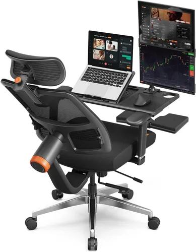 Miniatura 11 de Newtral - Silla ergonómica de oficina - Silla de escritorio para oficina en casa con soporte lumbar adaptable, con reposapiés, reposabrazos 4D, Negro