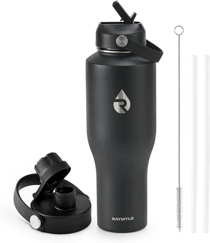 Miniatura 13 de RAYMYLO Botella de agua de acero inoxidable de 32 onzas (fría durante 48 horas, caliente durante 24 horas), botella de agua aislada al vacío